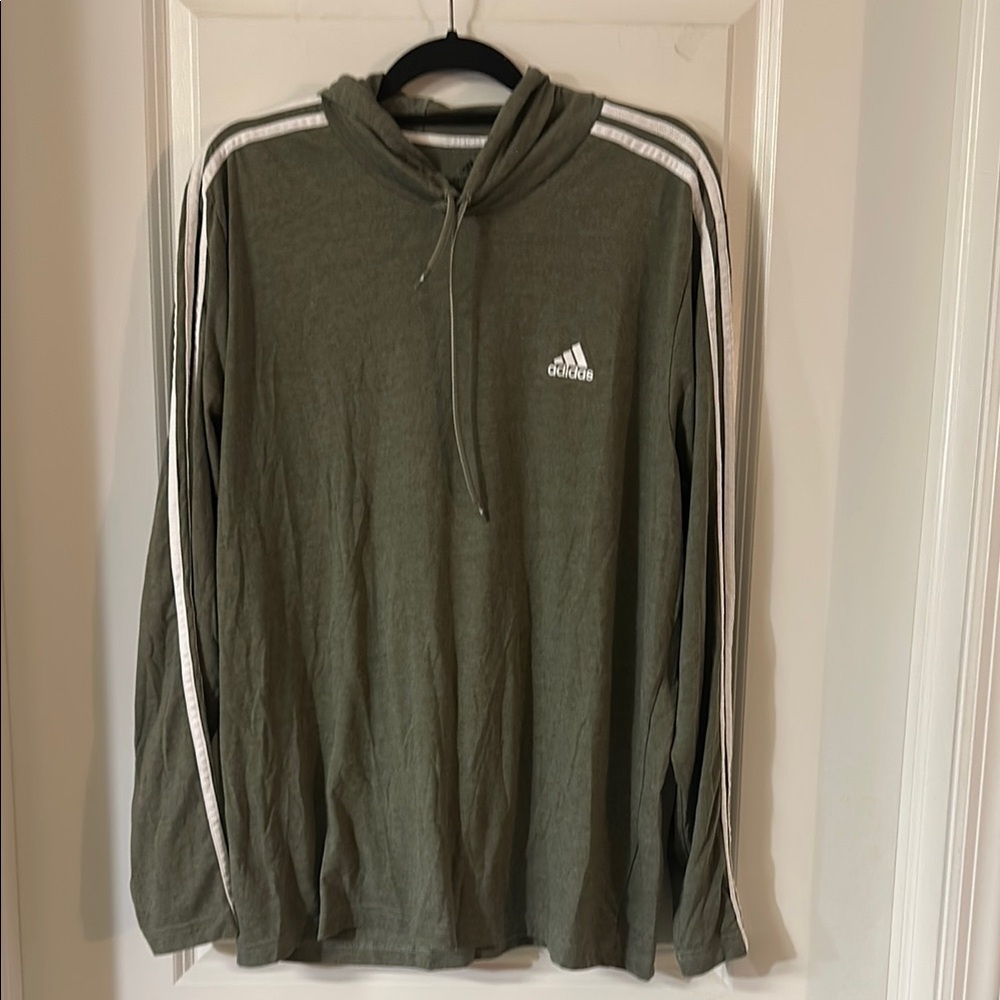 Adidas Forest Green Pullover with White Accents